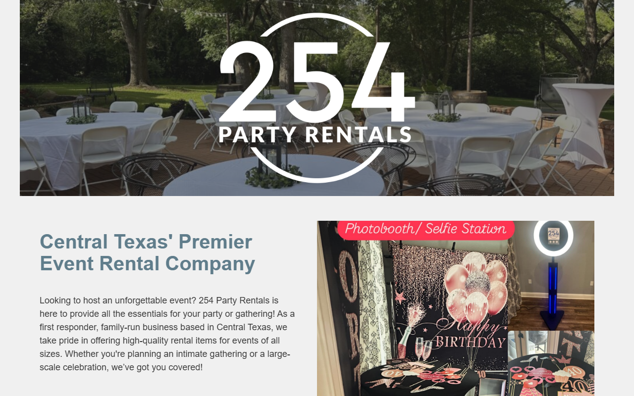 254partyrentals.com screenshot