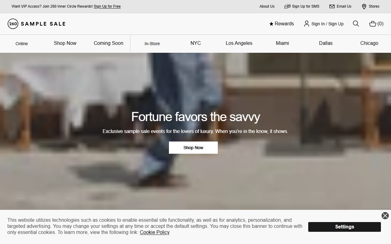 260samplesale.com screenshot