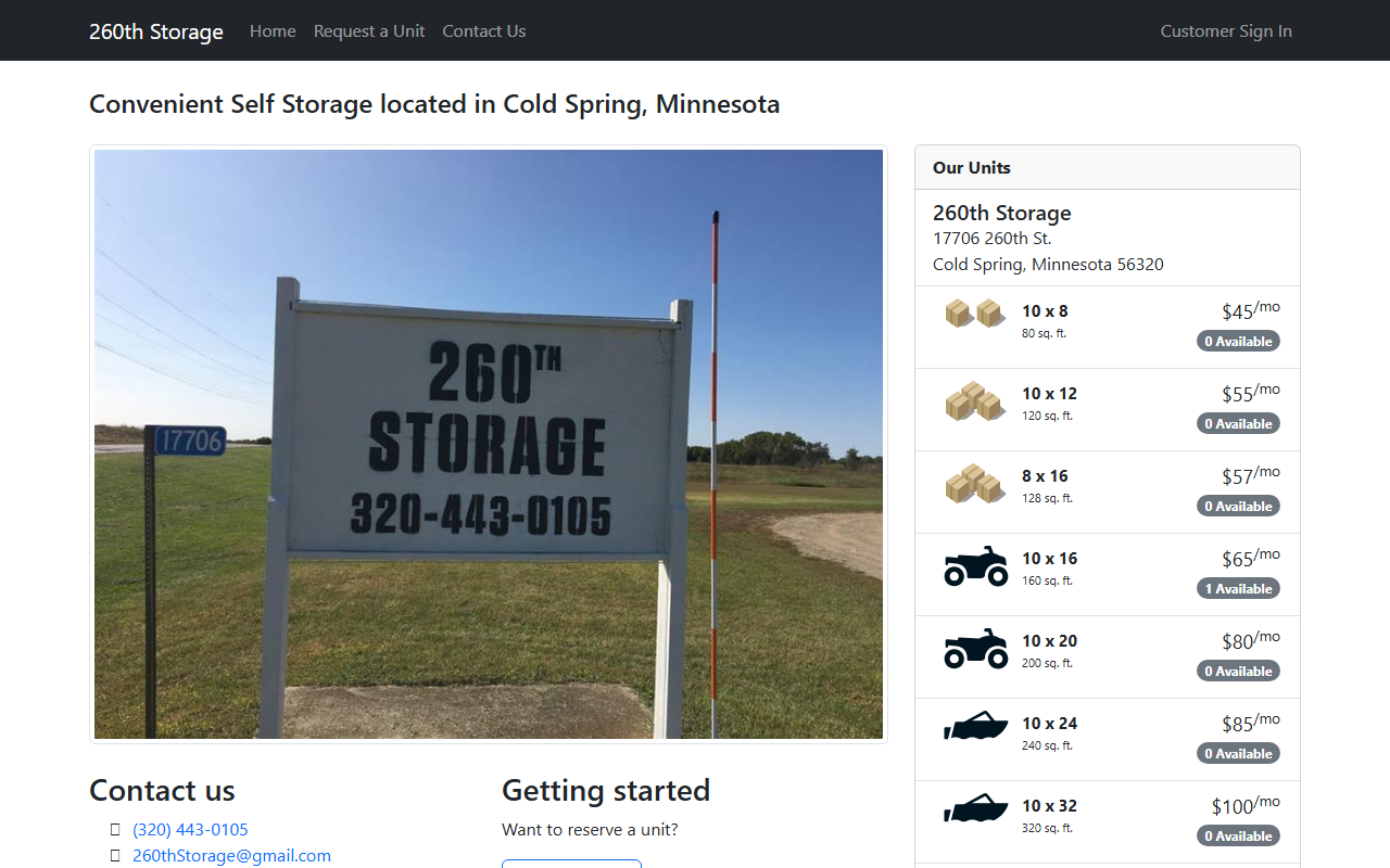 260storage.com screenshot