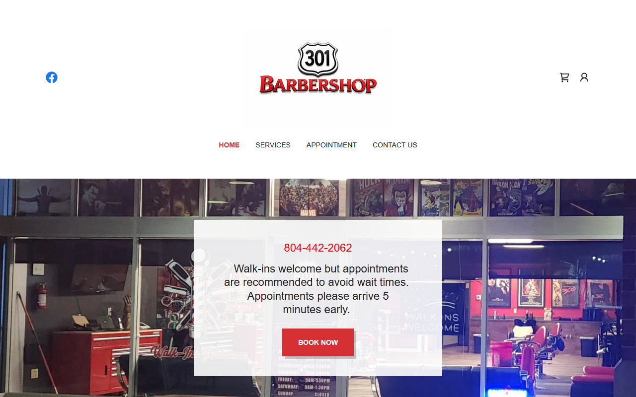 301barbershop.com screenshot