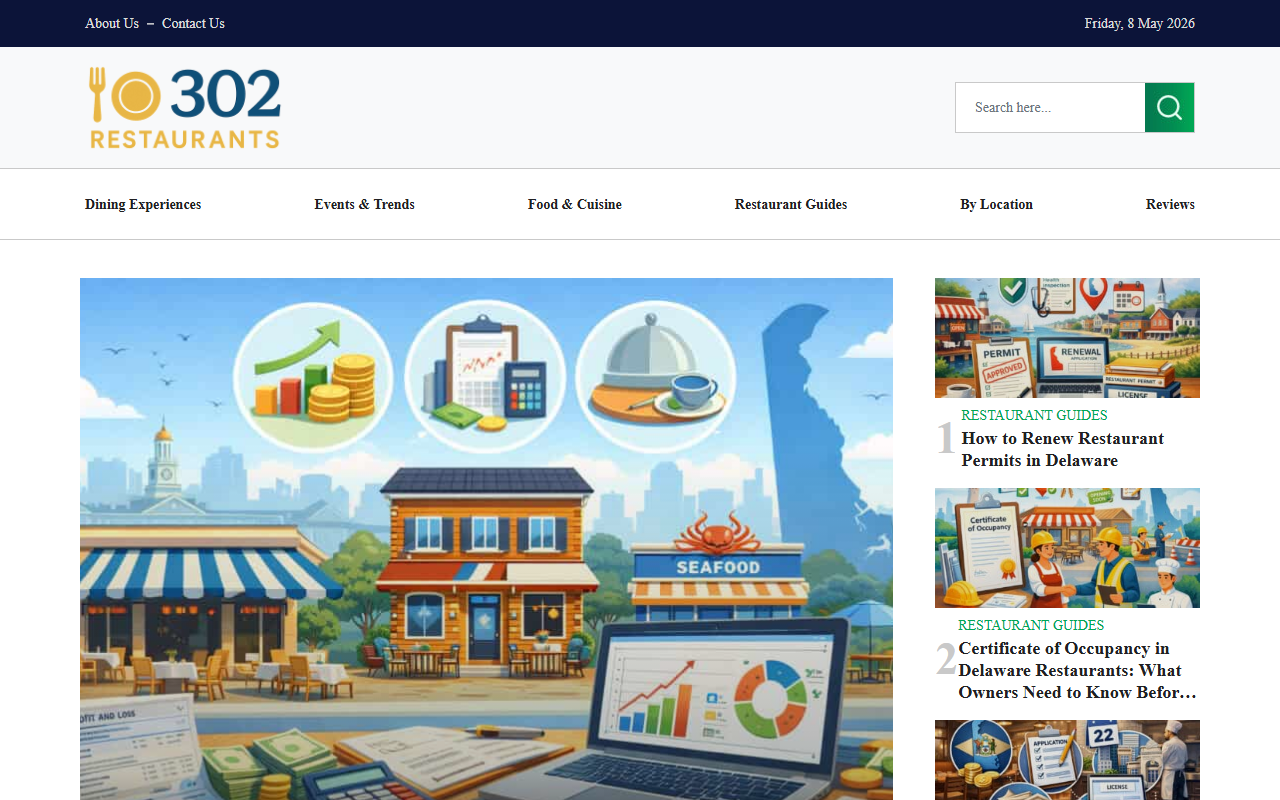 302restaurants.com screenshot