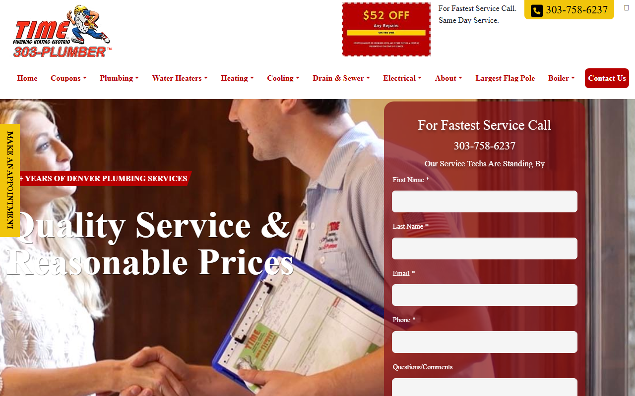 303-heating.com screenshot