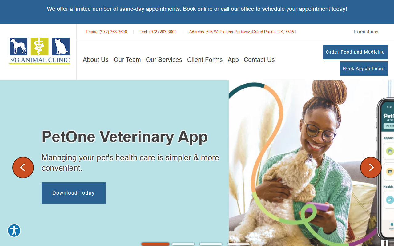 303animalclinic.com screenshot