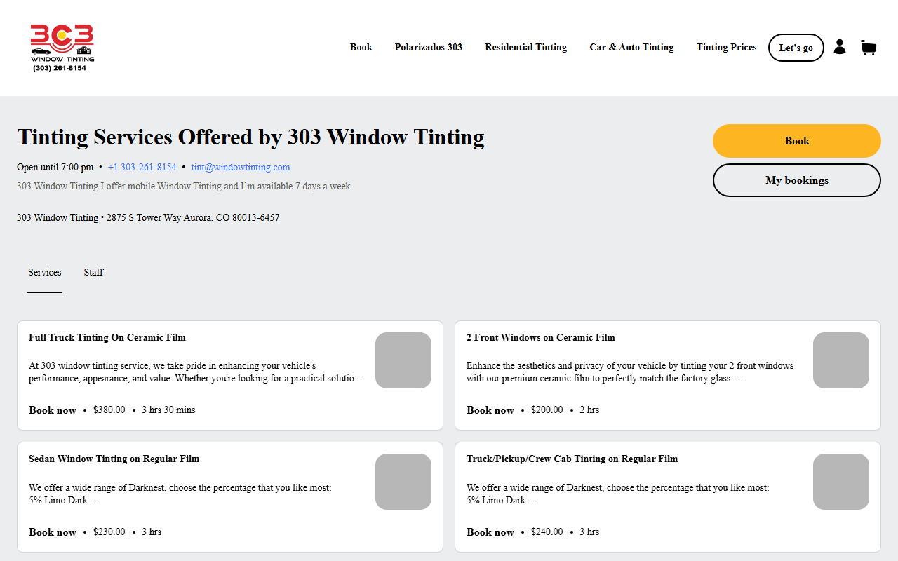 303tinting.com screenshot