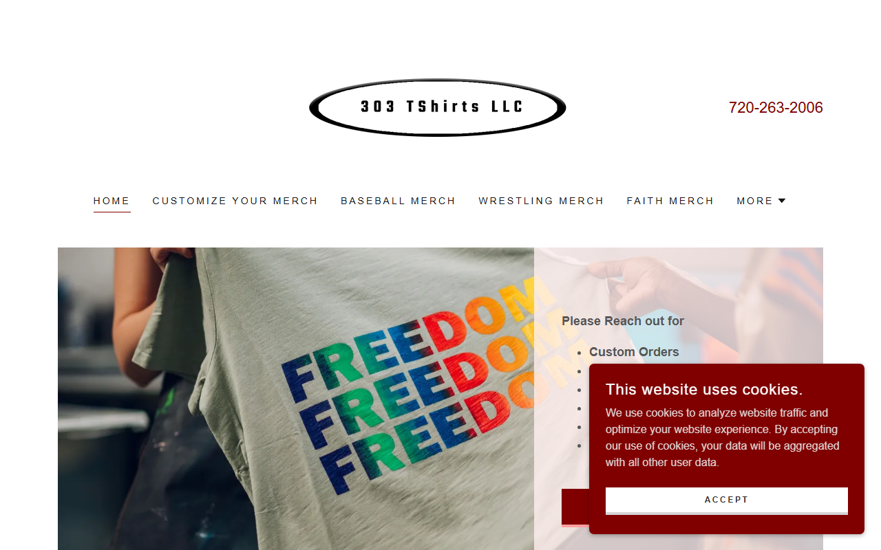 303tshirts.com screenshot
