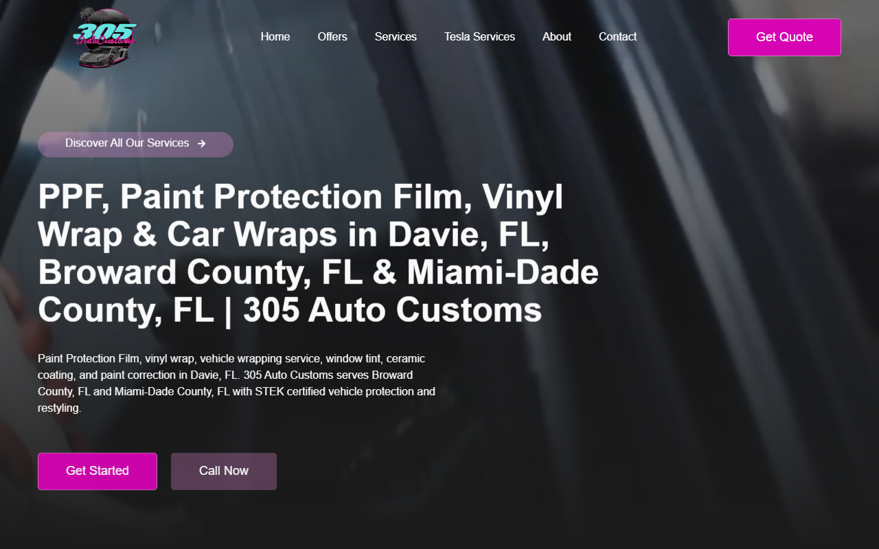 305autocustomsfl.com screenshot