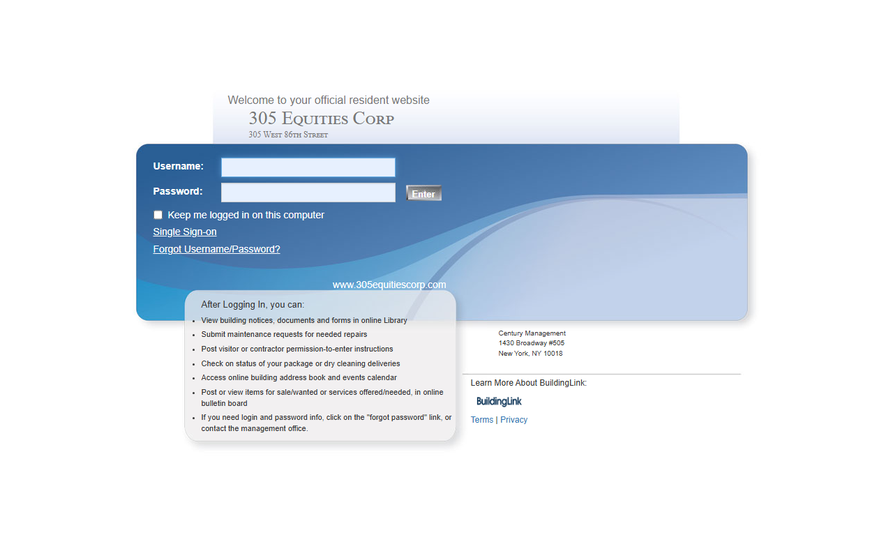 305equitiescorp.com screenshot