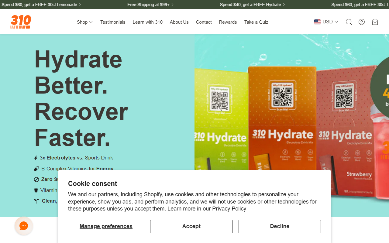 310hydrate.com screenshot