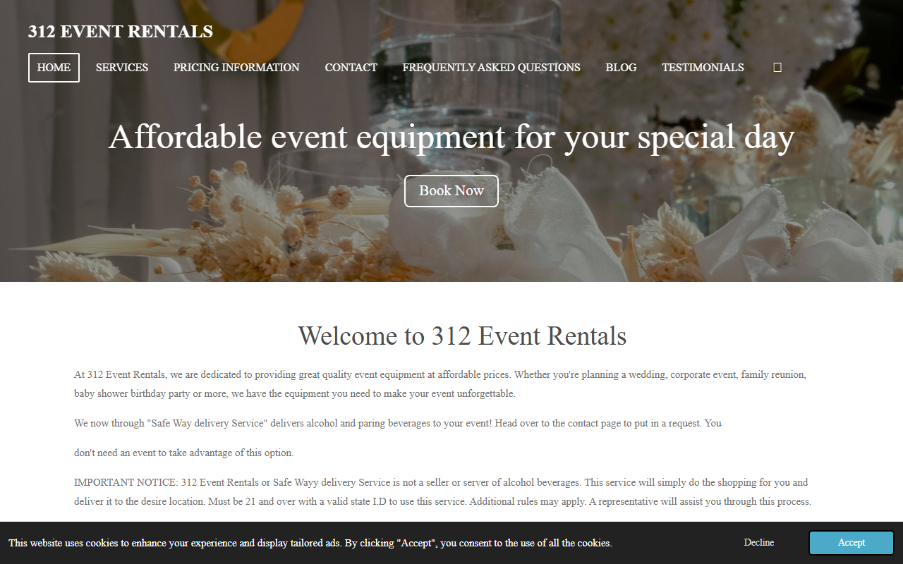 312eventrentals.com screenshot