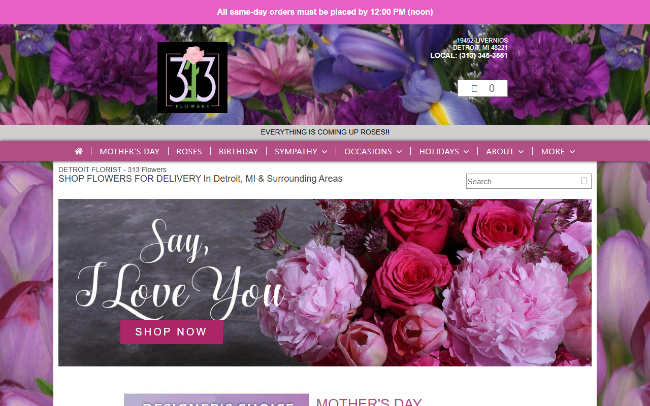 313flowers.com screenshot