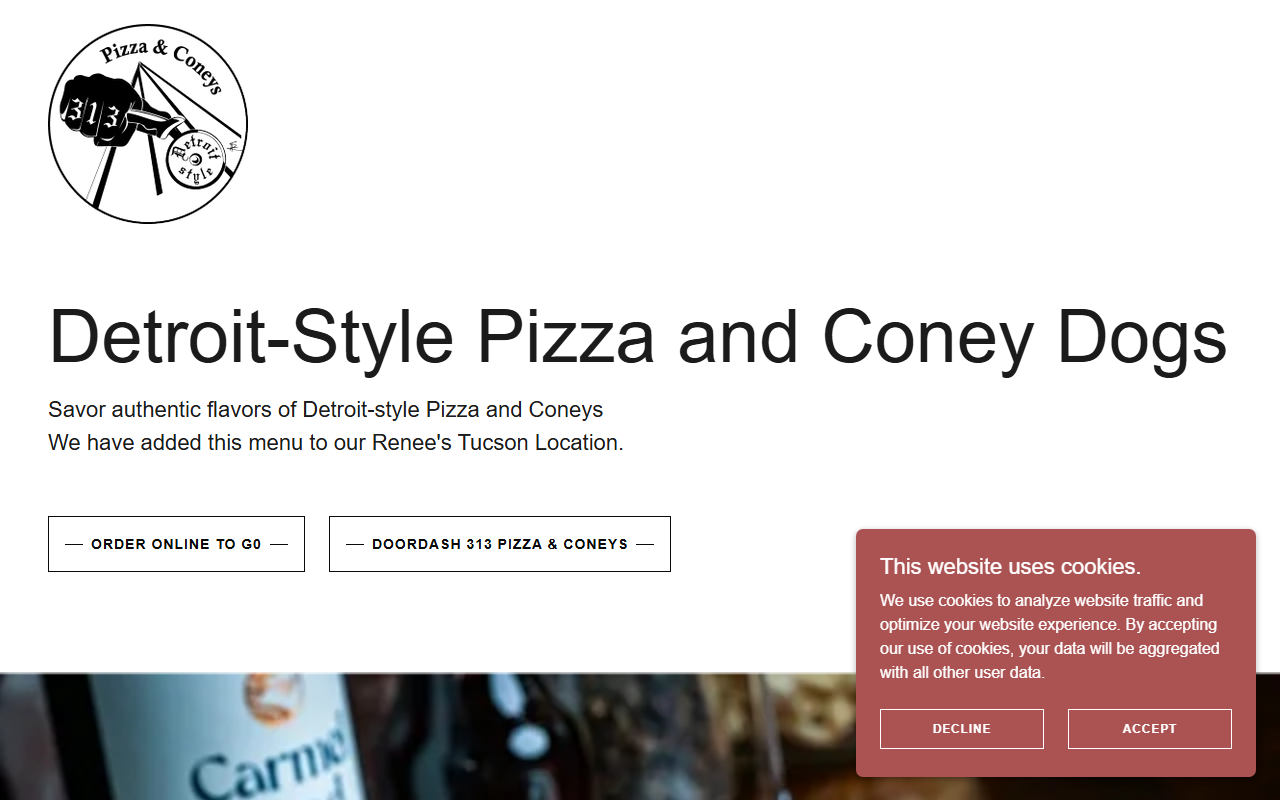 313pizzandconeys.com screenshot