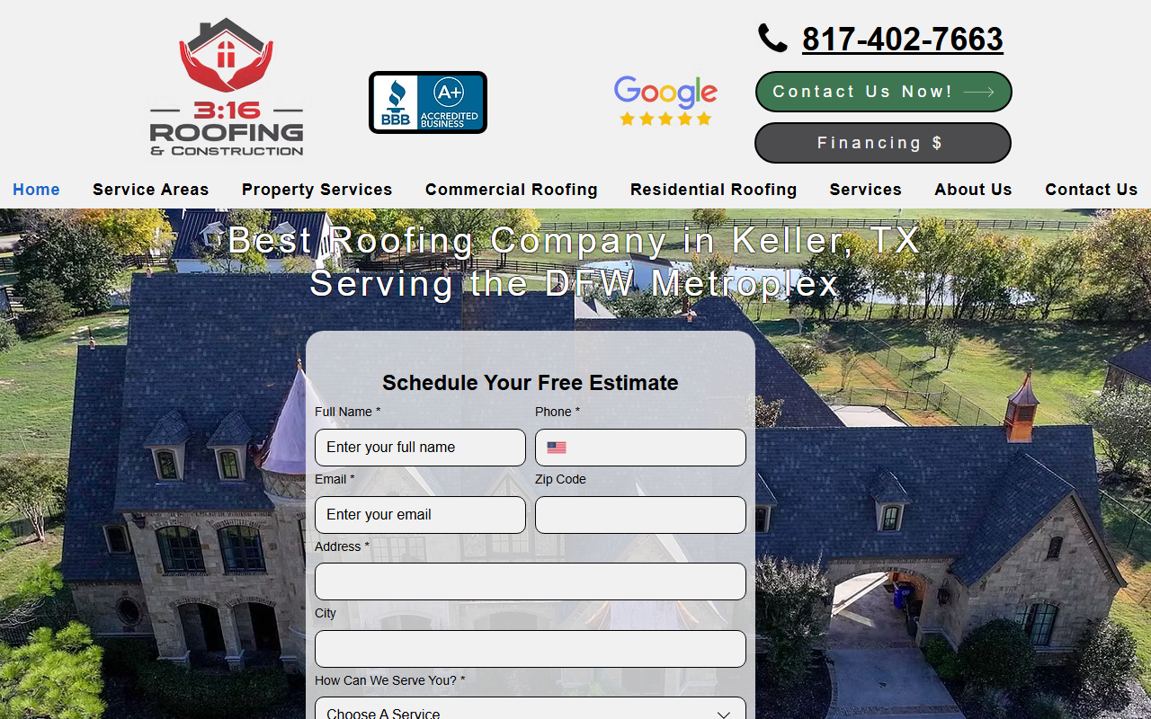 316roofingtx.com screenshot