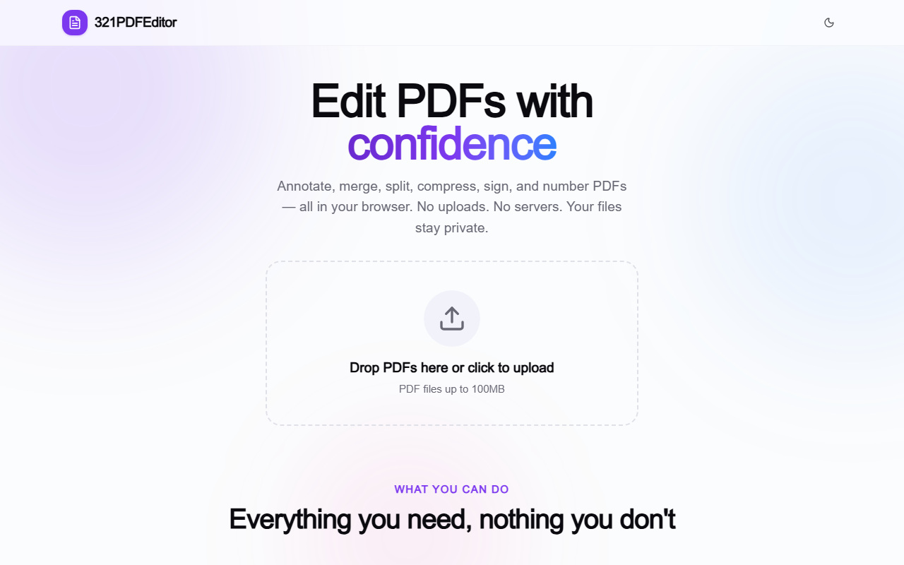 321pdfeditor.com screenshot