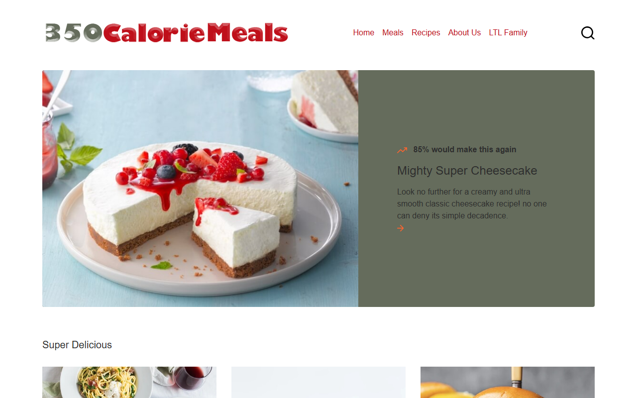 350caloriemeals.com screenshot