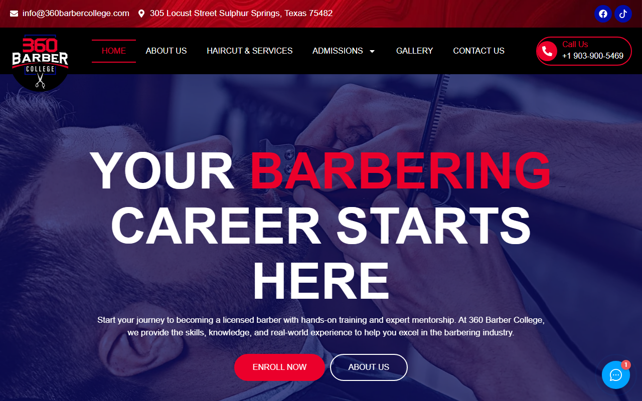 360barbercollege.com screenshot
