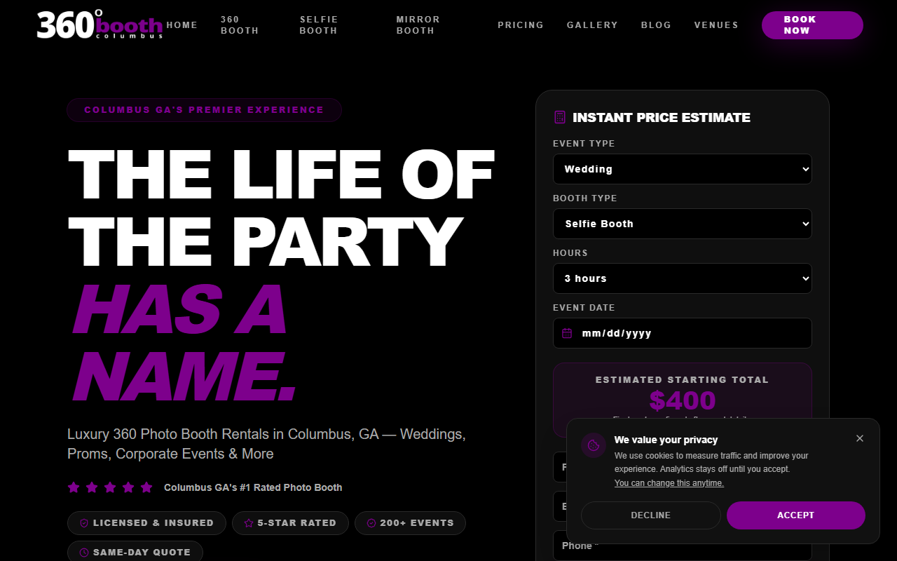 360boothcolumbus.com screenshot