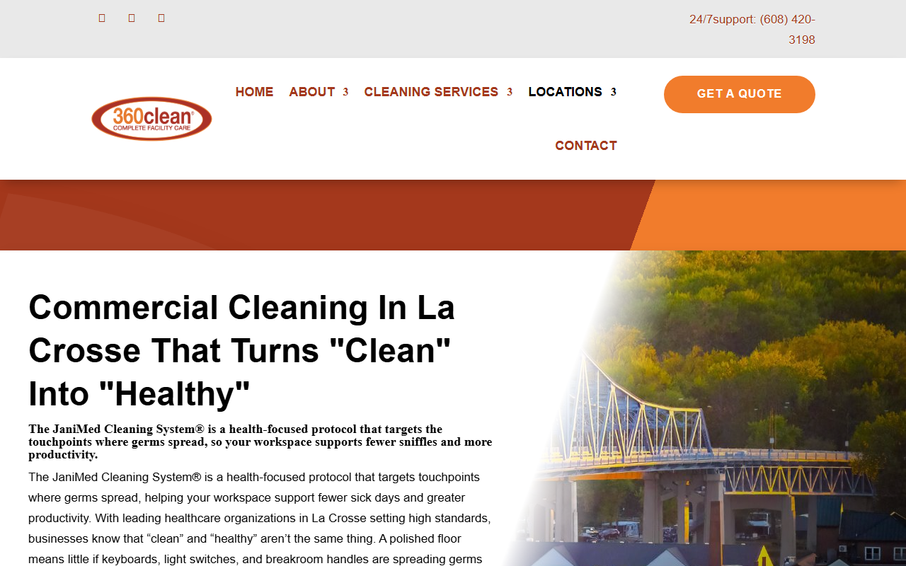 360cleanlacrosse.com screenshot