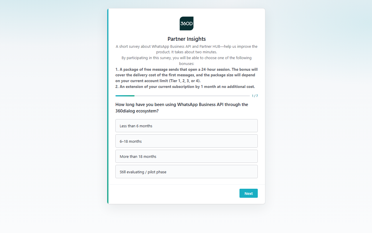 360dialog-survey.com screenshot