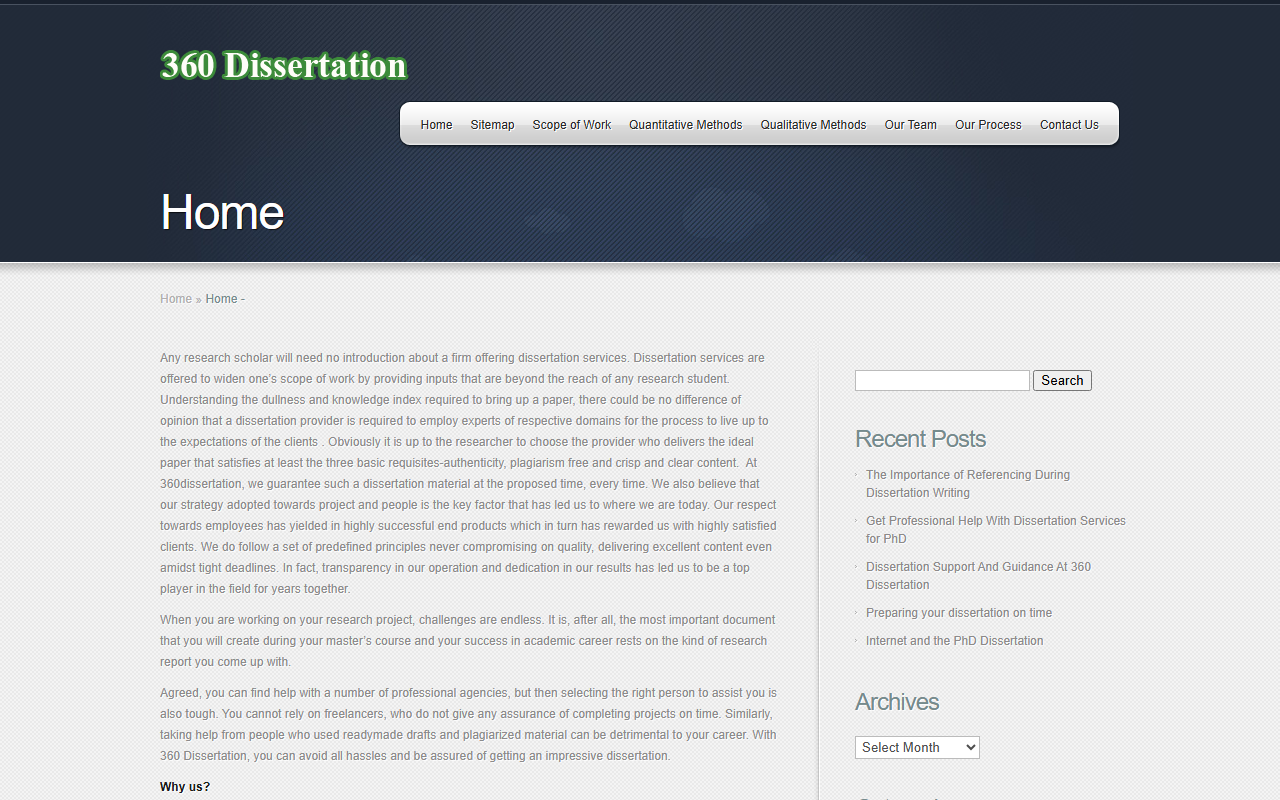 360dissertation.com screenshot