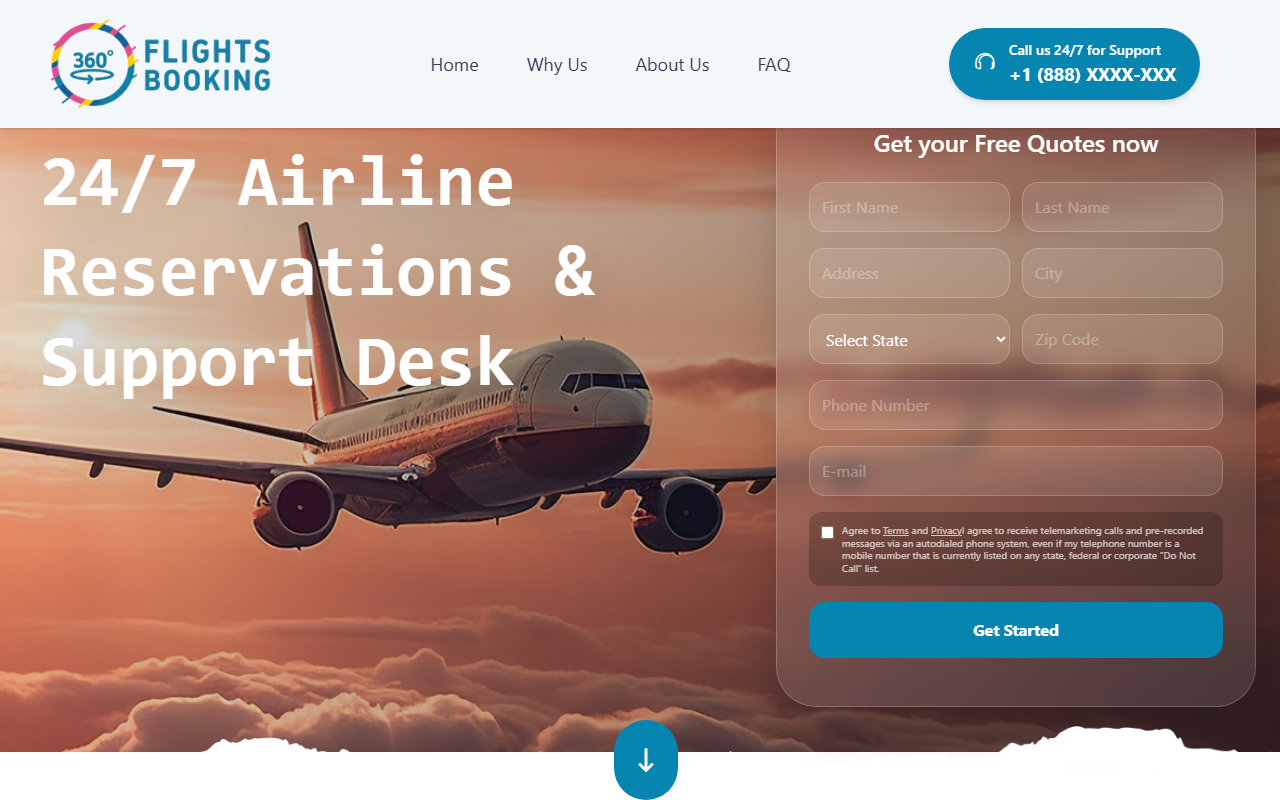 360flightbooking.com screenshot