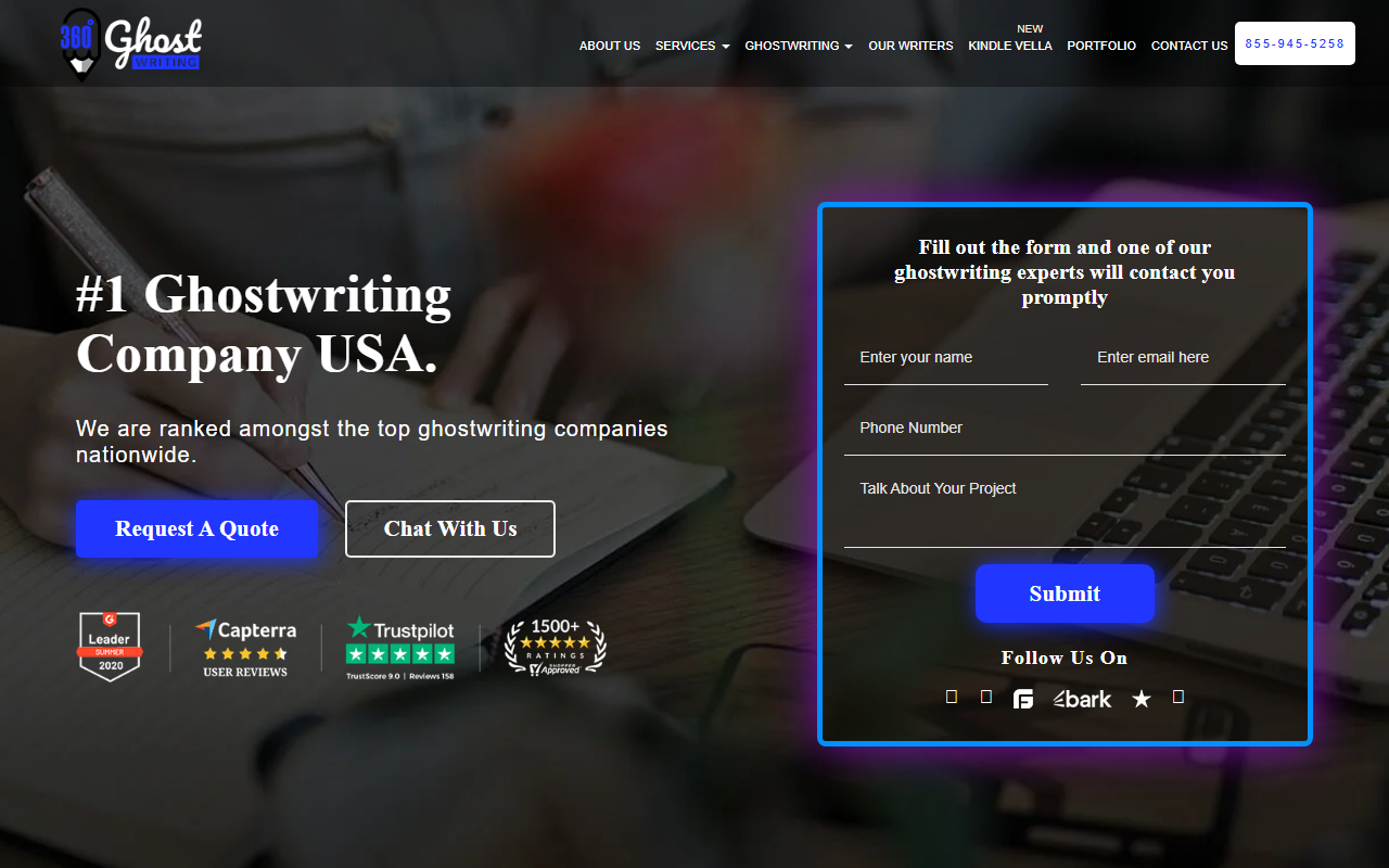 360ghostwriting.com screenshot