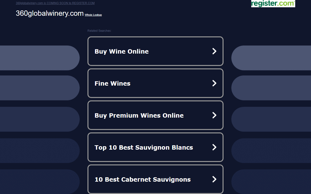 360globalwinery.com screenshot
