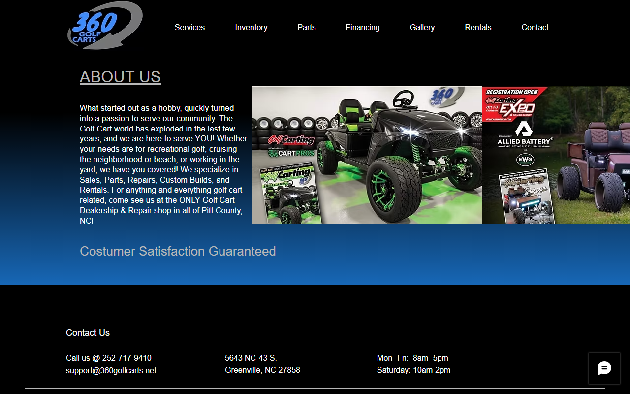 360golfcarts.com screenshot