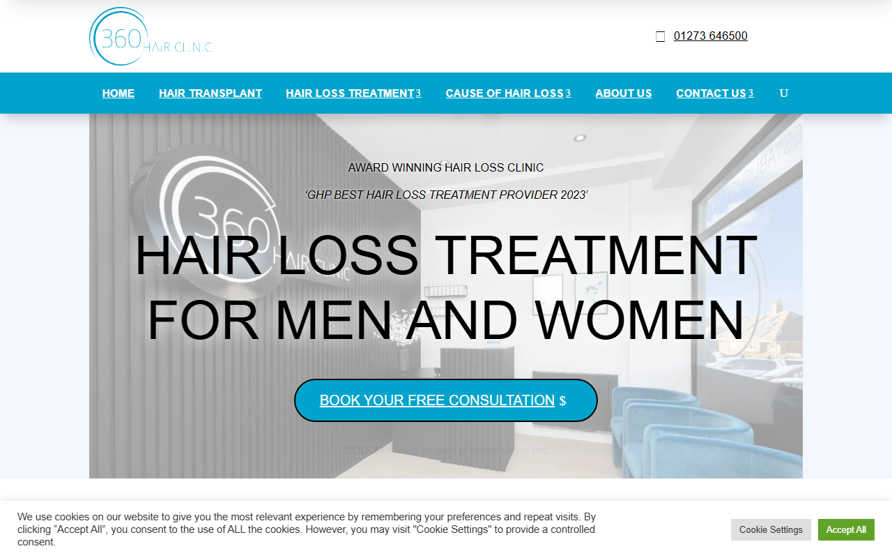 360hairclinic.com screenshot