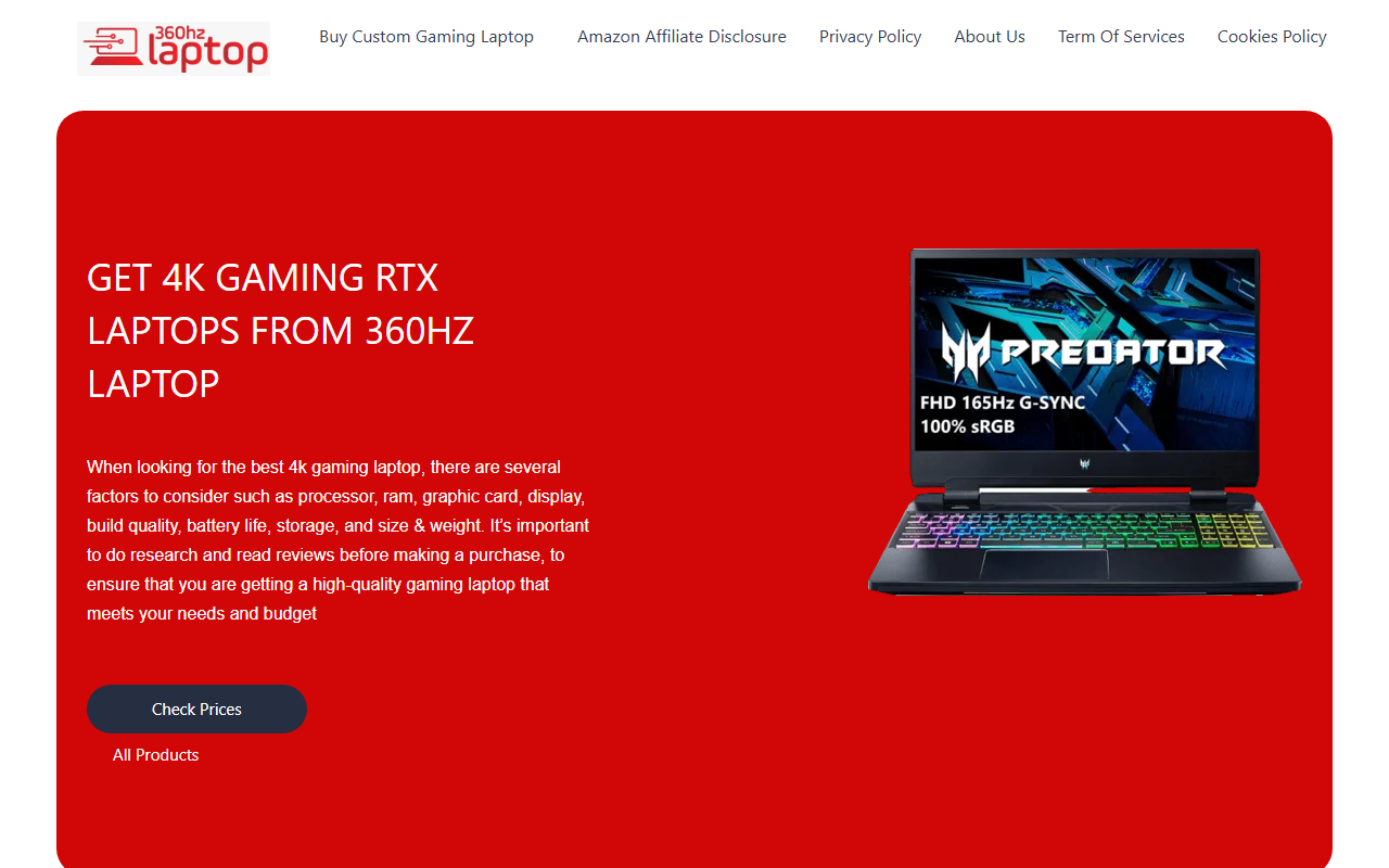 360hzlaptop.com screenshot