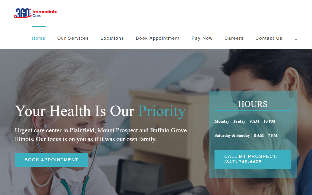 360immediatecare.com screenshot