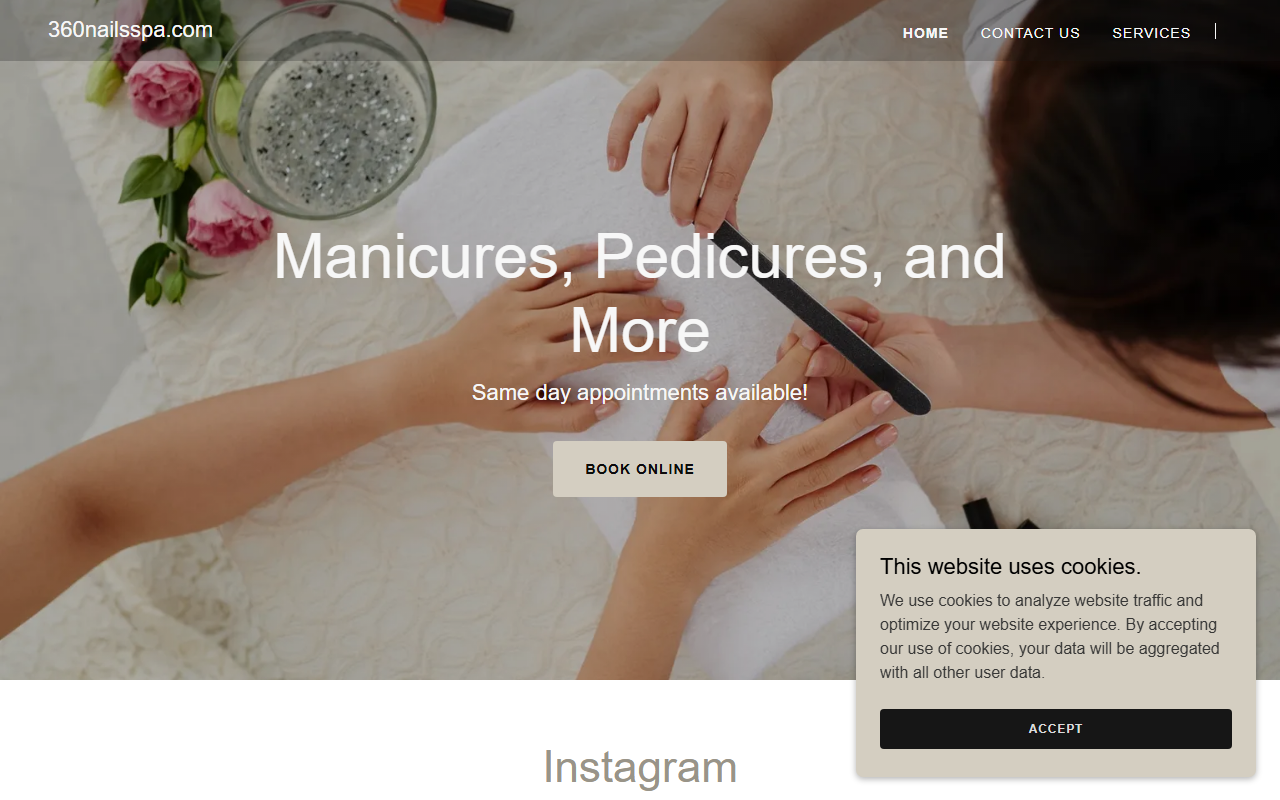 360nailsspa.com screenshot