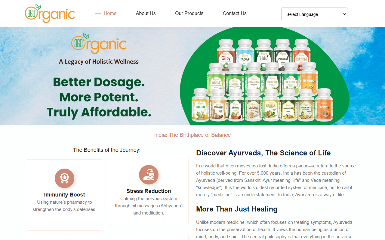 360organicglobal.com screenshot