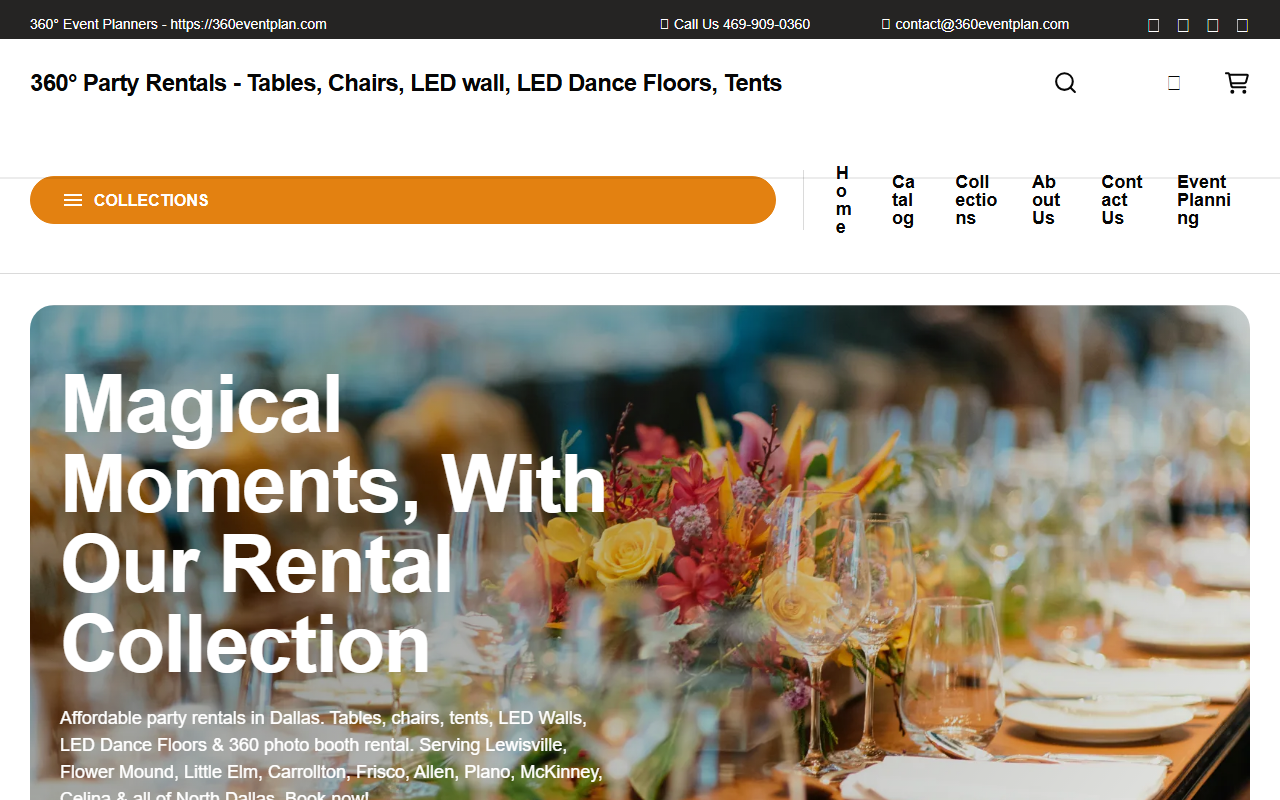 360partyrentals.com screenshot
