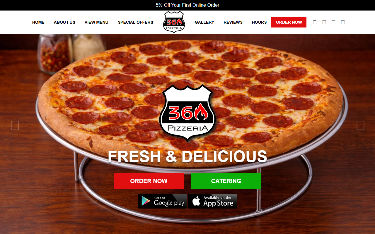 360pizzeriatogo.com screenshot