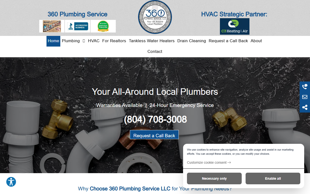 360plumbingsouth.com screenshot