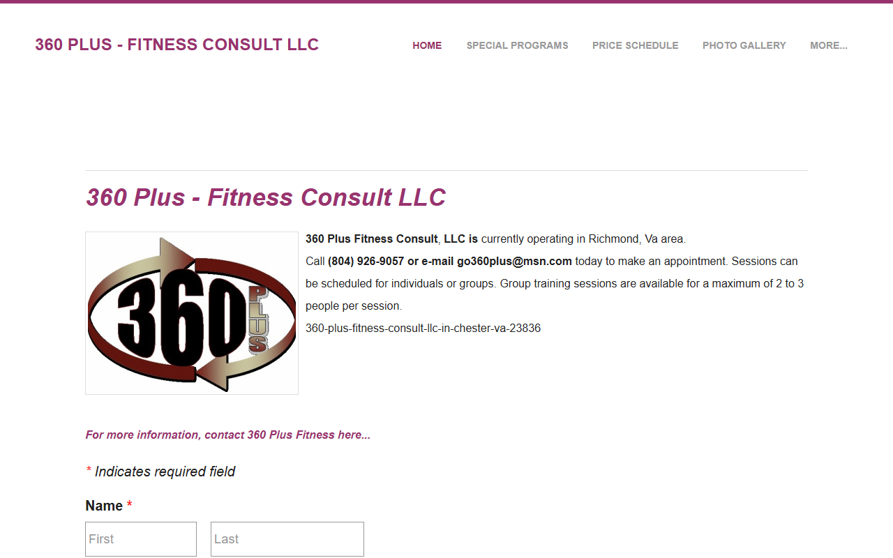 360plusfitness.com screenshot