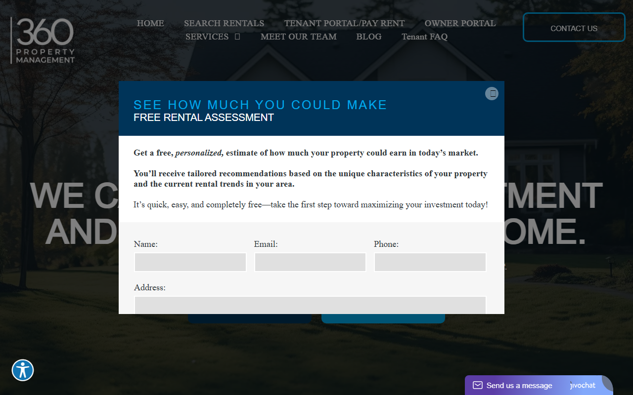 360teamrentals.com screenshot