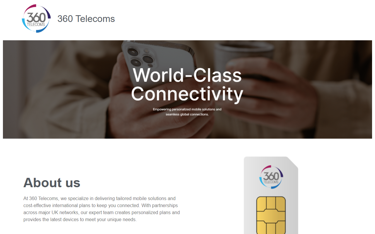 360telecoms.com screenshot