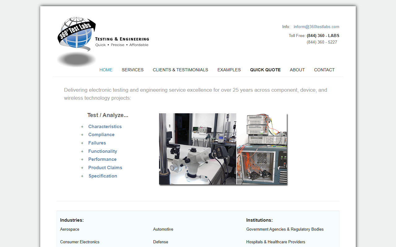 360testlabs.com screenshot