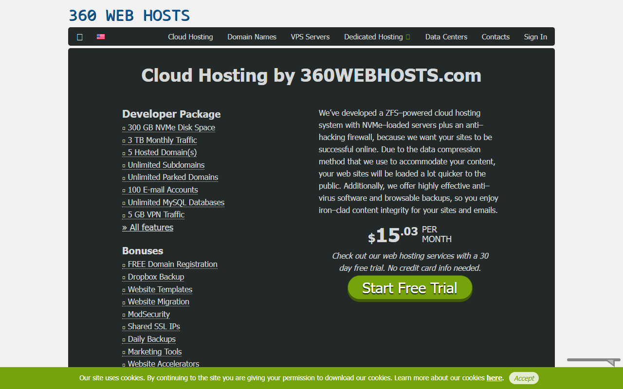 360webhosts.com screenshot