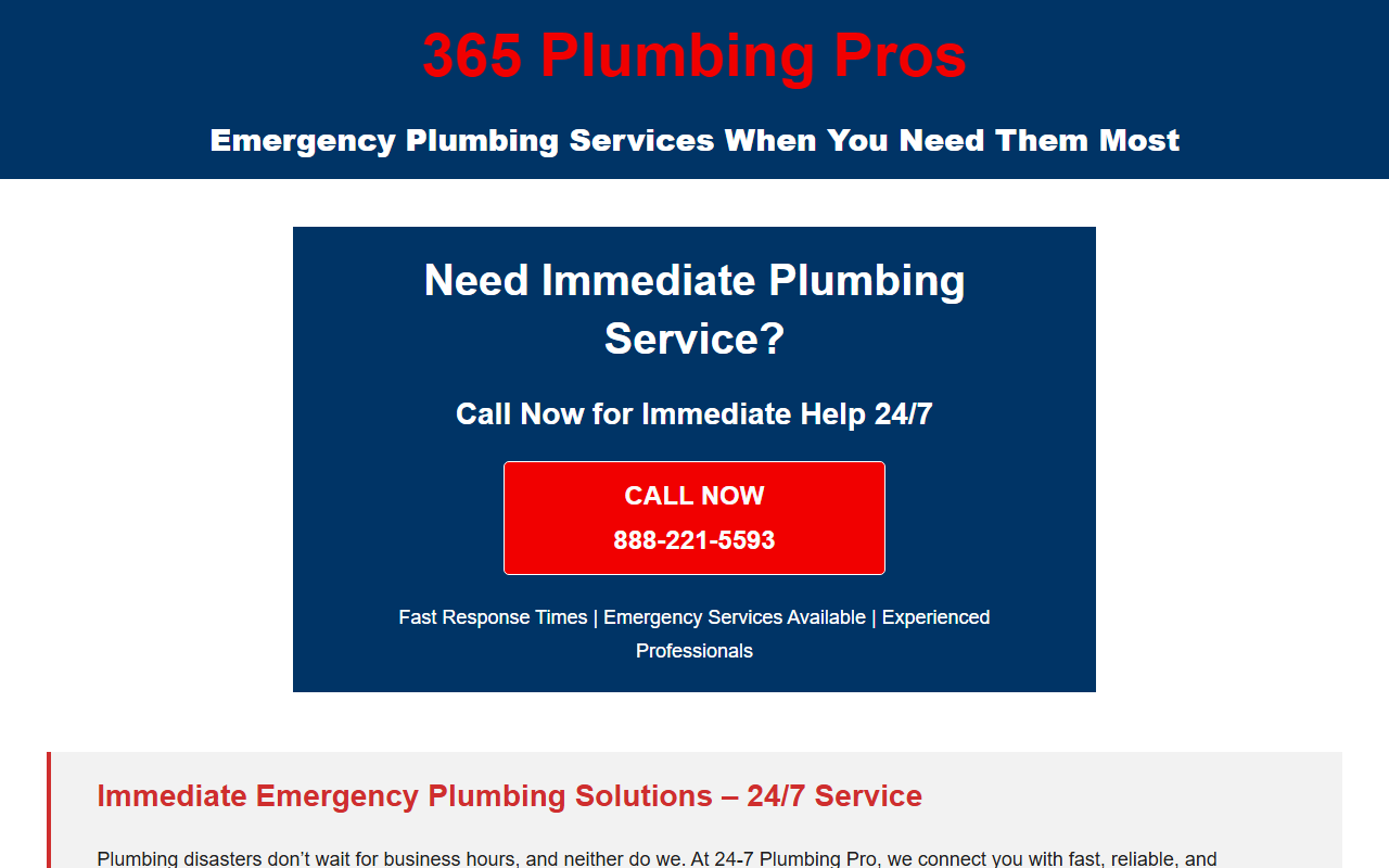 365plumbingpros.com screenshot