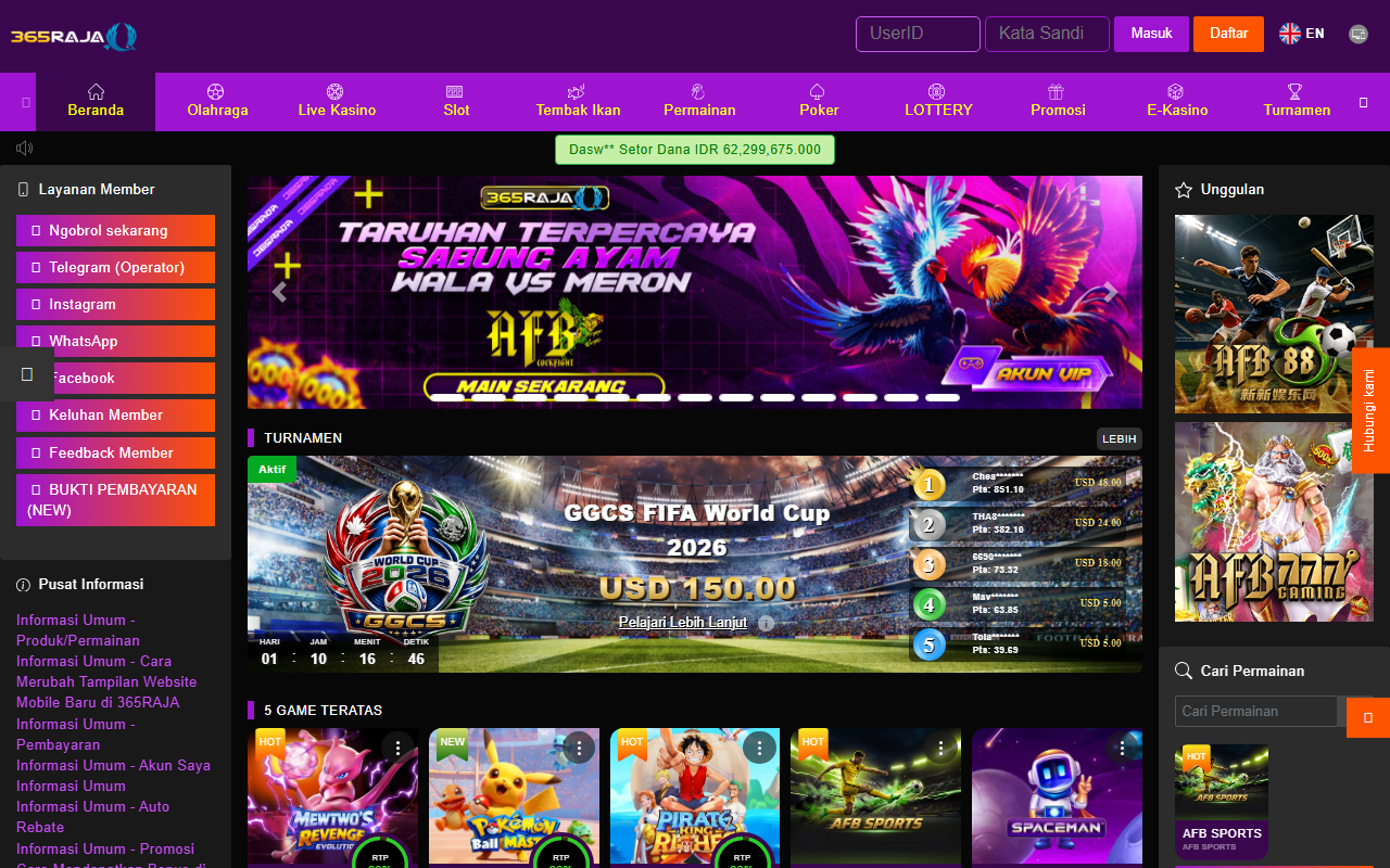 365rajagacor.com screenshot