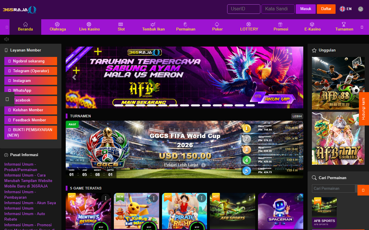 365rajavip.com screenshot