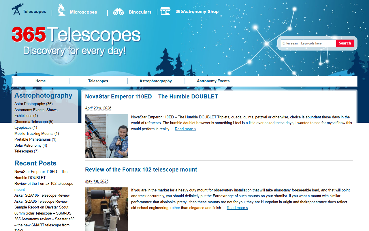 365telescopes.com screenshot