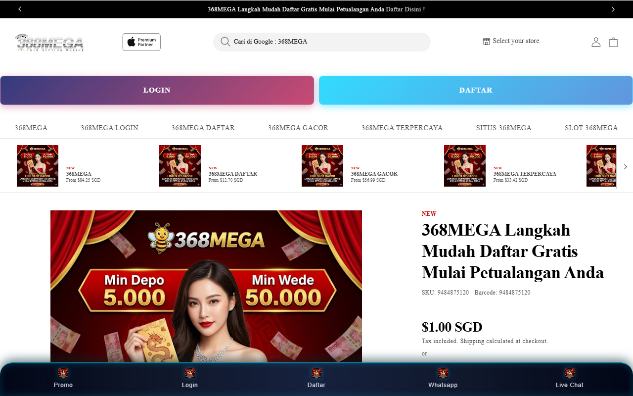 368megameledak.com screenshot