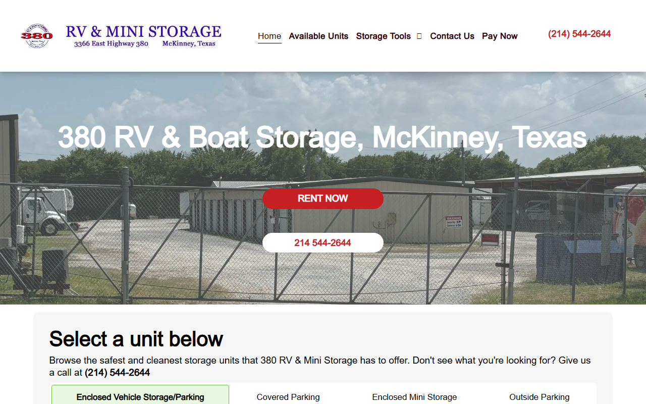 380rvstorage.com screenshot