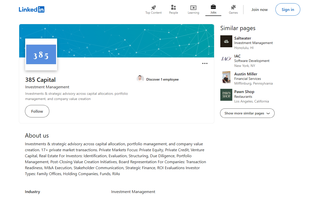 385advisoryhub.com screenshot