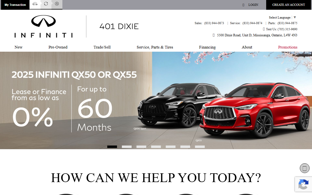 401dixieinfiniti.com screenshot