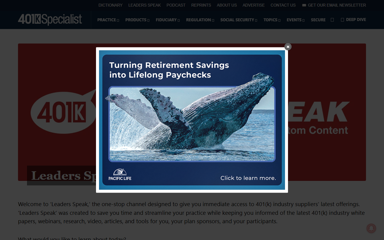 401kleadersspeak.com screenshot