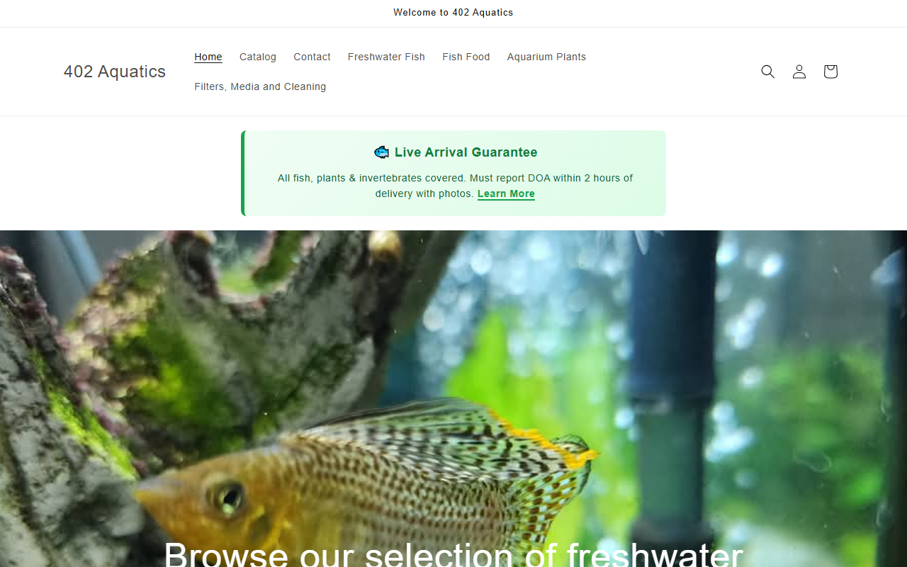 402aquatics.com screenshot